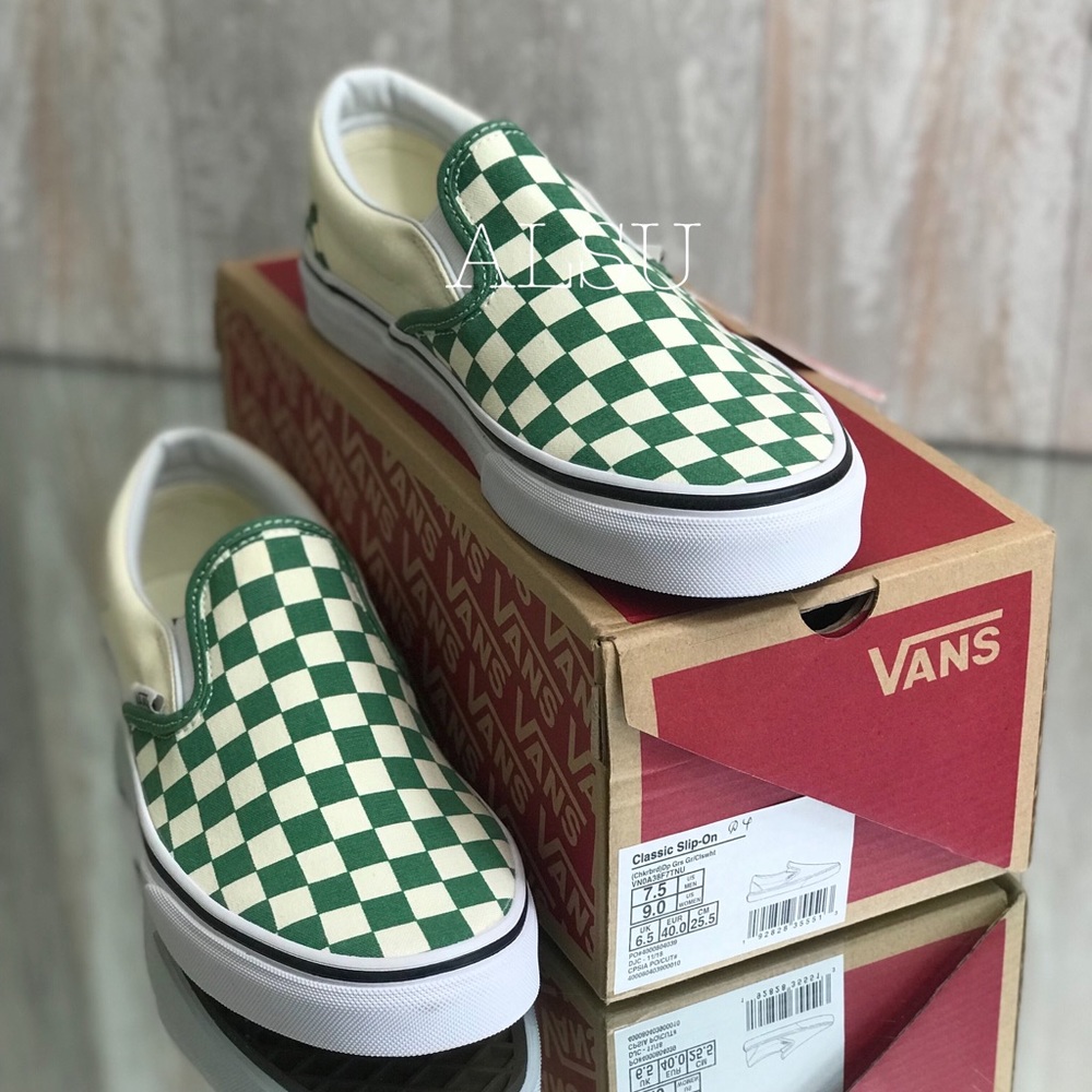 VANS Classic Slip On Checkerboard Grape Green W - Picture 2 of 8